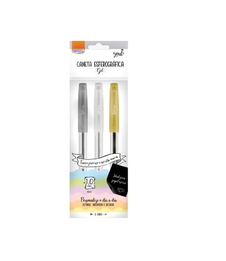 Boligrafo gel 1.0mm / blanco plata y oro BRW